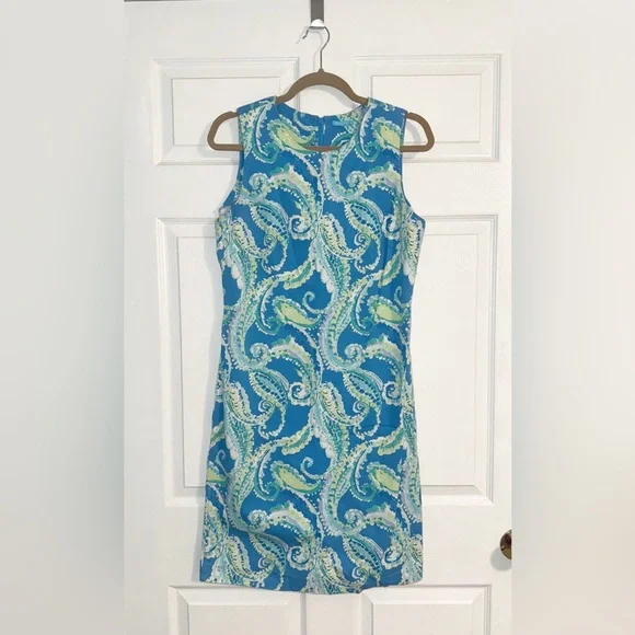 J. McLaughlin Blue Paisley Sleeveless Sheath Dress - Picture 5 of 7